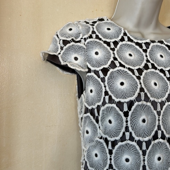 Suzi Chin for Maggie Boutique cream lace over brown long dress size 2P - Picture 3 of 11